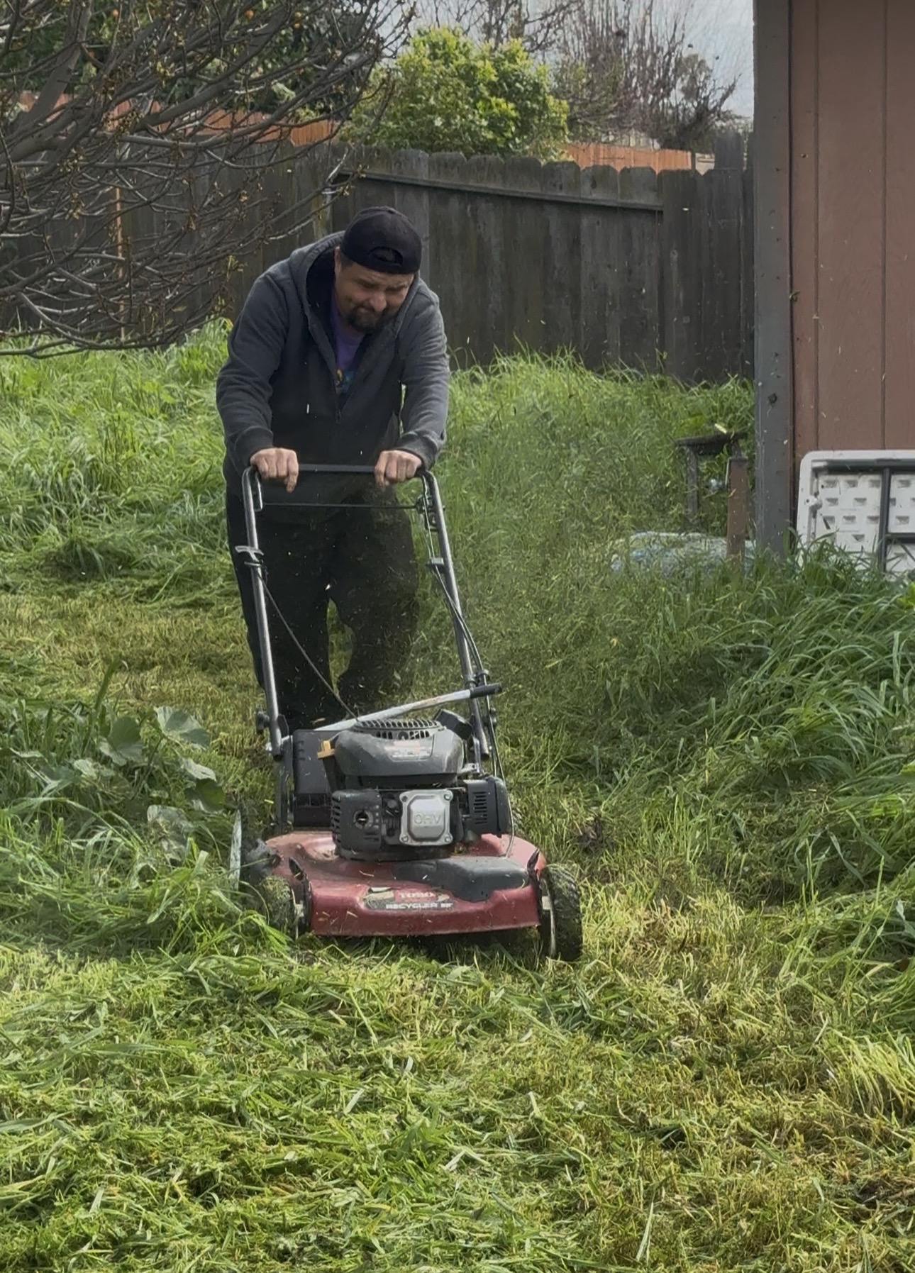 VerdePath crew clearing overgrown backyard
